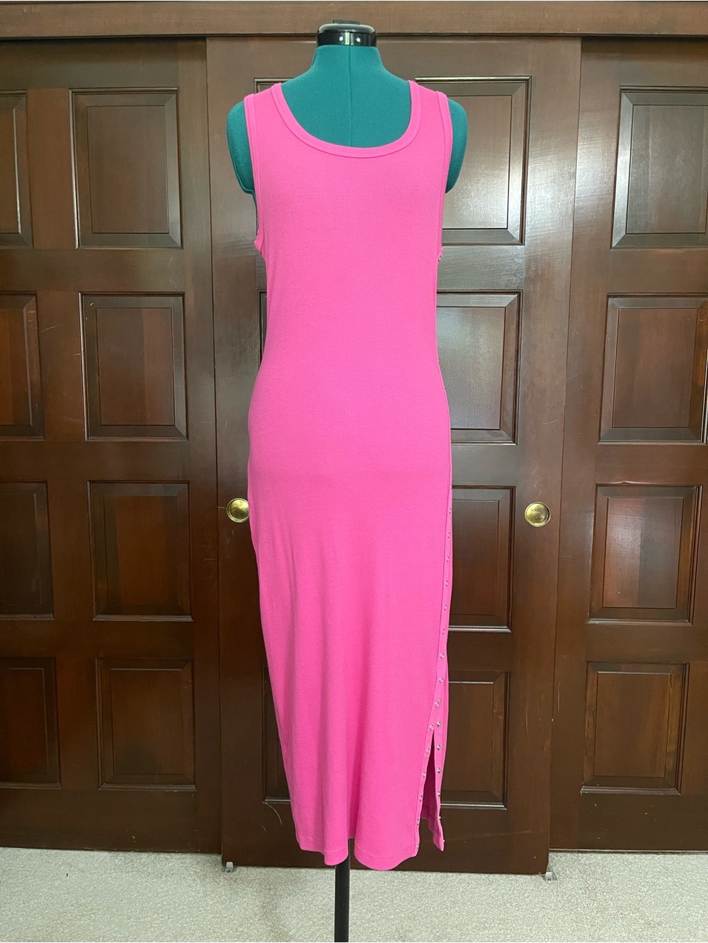 Sundry Bright Pink Sleeveless Maxi Tank Dress